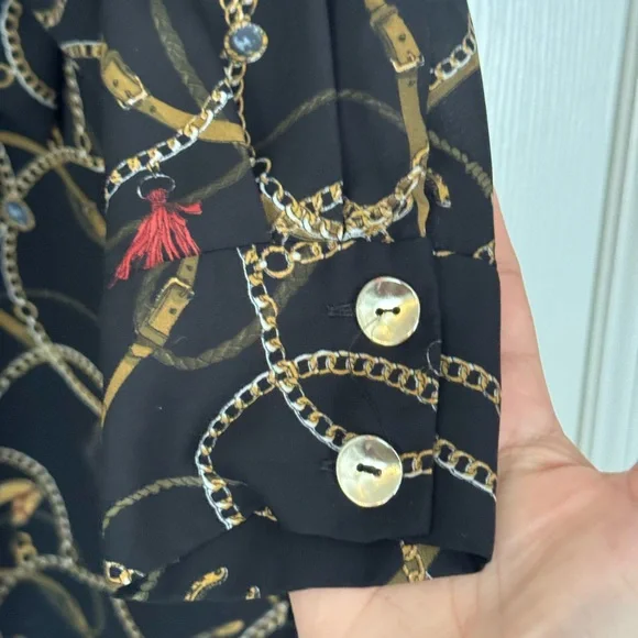 Zara Chain Tassel Horse & Jewel Pattern Tie Neck Tunic XL - Picture 8 of 11